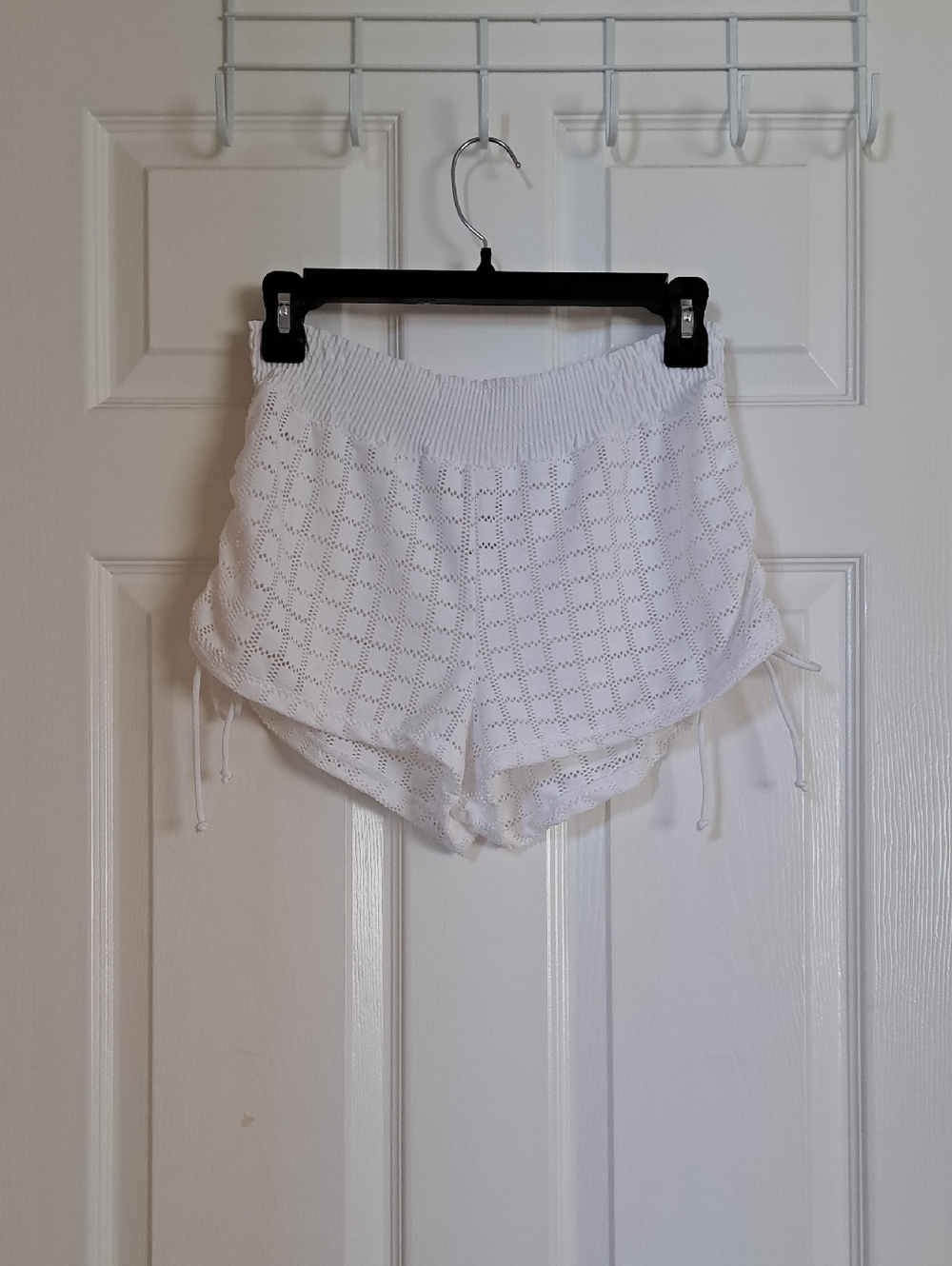 No Boundaries White Crochet Swim Coverup Shorts